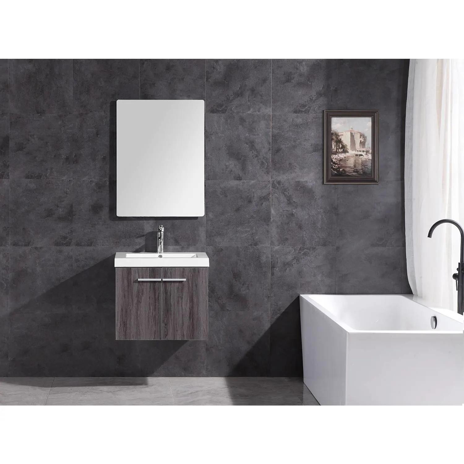 Legion Furniture 24 Inch White Resin Top and Sink Vanity Cabinet