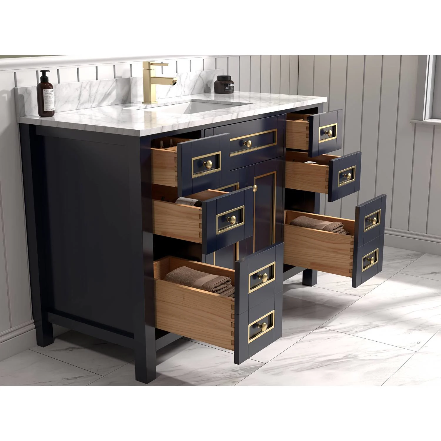 Legion Furniture 48 Inch Carrara White Top Ceramic Sink Vanity Cabinet - image 4