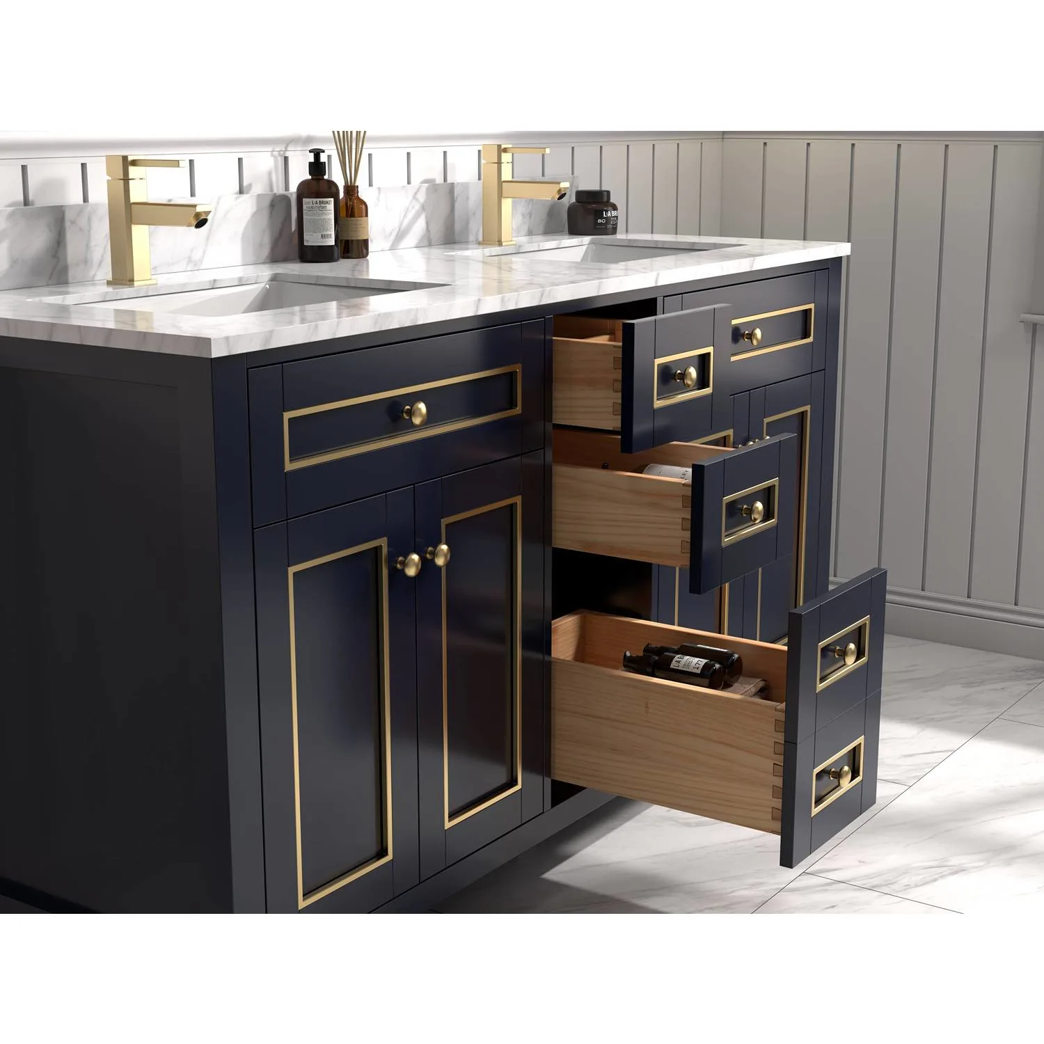 Legion Furniture 60 Inch Carrara White Top Ceramic Sink Vanity Cabinet - image 4