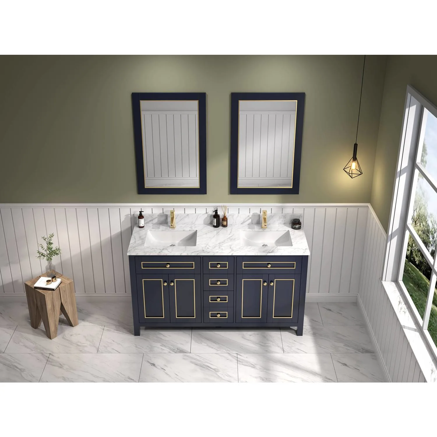 Legion Furniture 60 Inch Carrara White Top Ceramic Sink Vanity Cabinet - image 7
