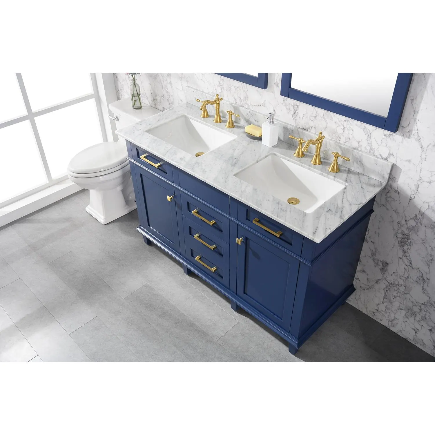 Legion Furniture 54 Inch Carrara White Top Double Sink Vanity Cabinet - image 2