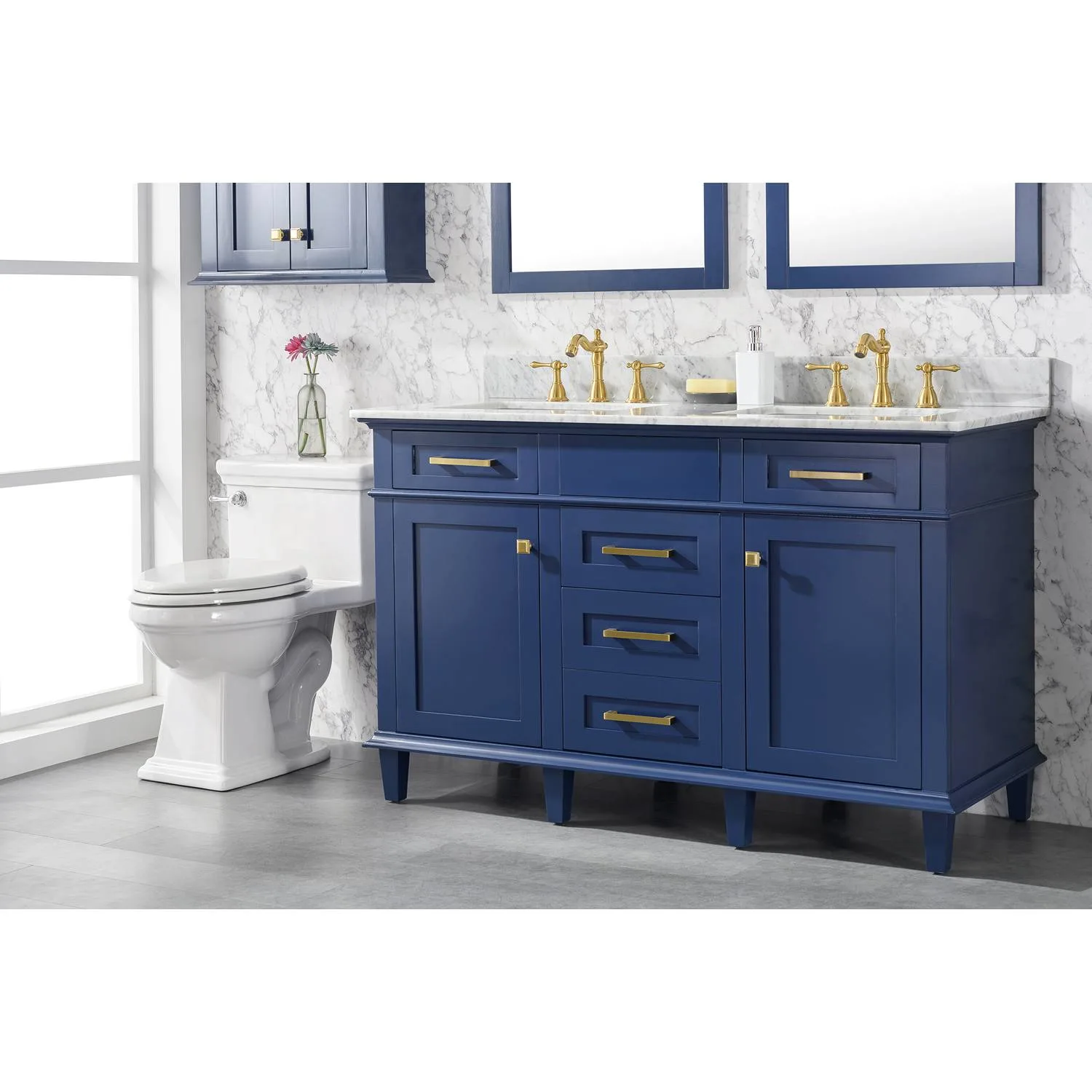 Legion Furniture 54 Inch Carrara White Top Double Sink Vanity Cabinet - image 15