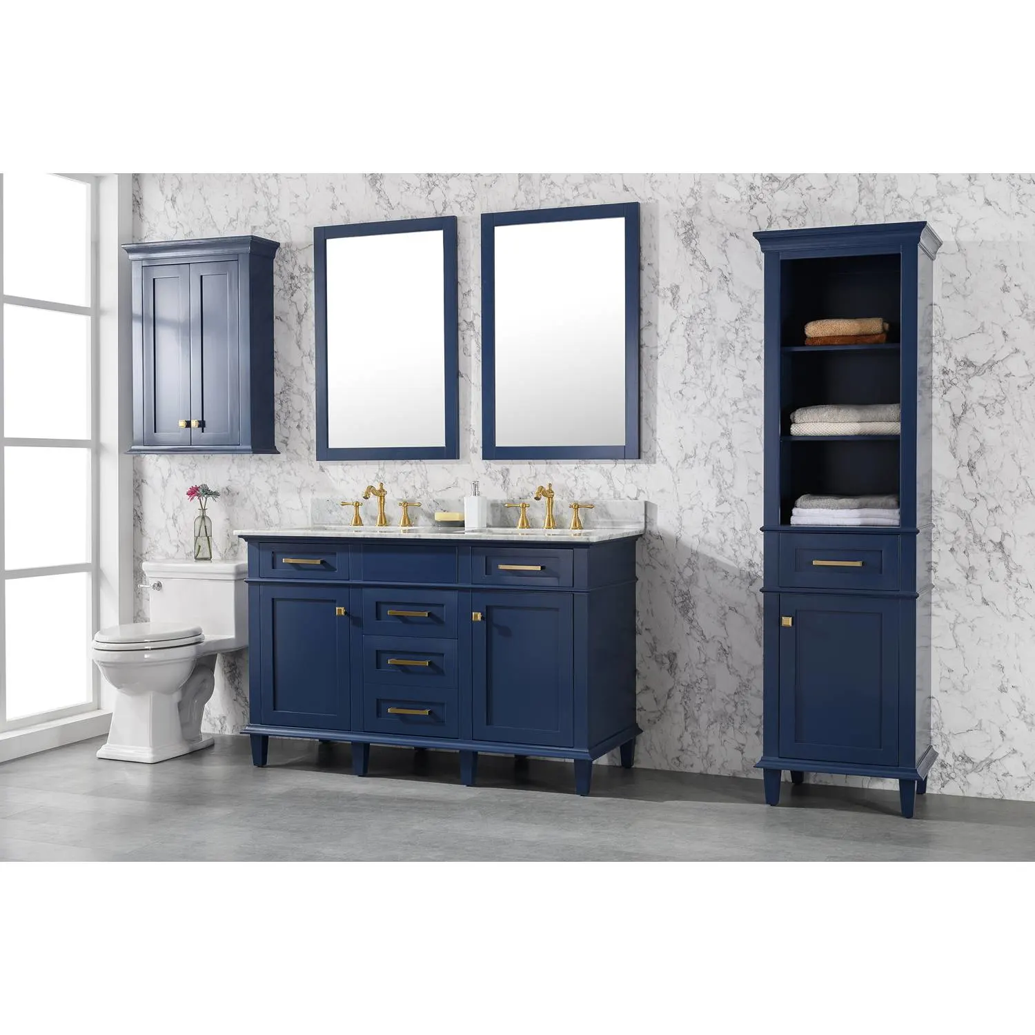 Legion Furniture 54 Inch Carrara White Top Double Sink Vanity Cabinet - image 7