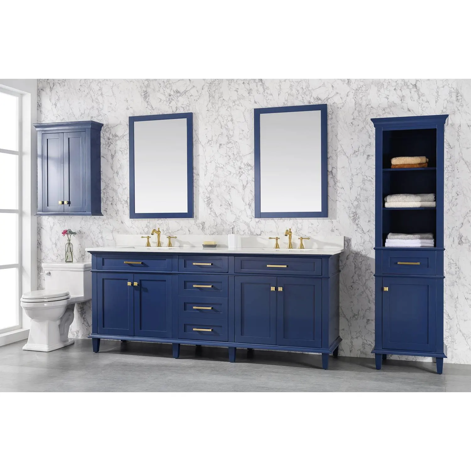 Legion Furniture 80 Inch Carrara White Top Double Sink Vanity Cabinet - image 2