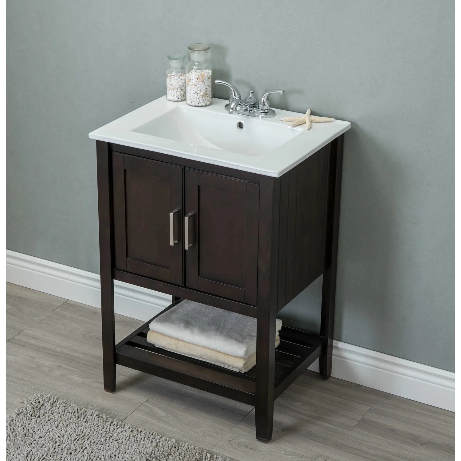 Legion Furniture 24 Inch White Ceramic Top and Sink Vanity Cabinet - image 2