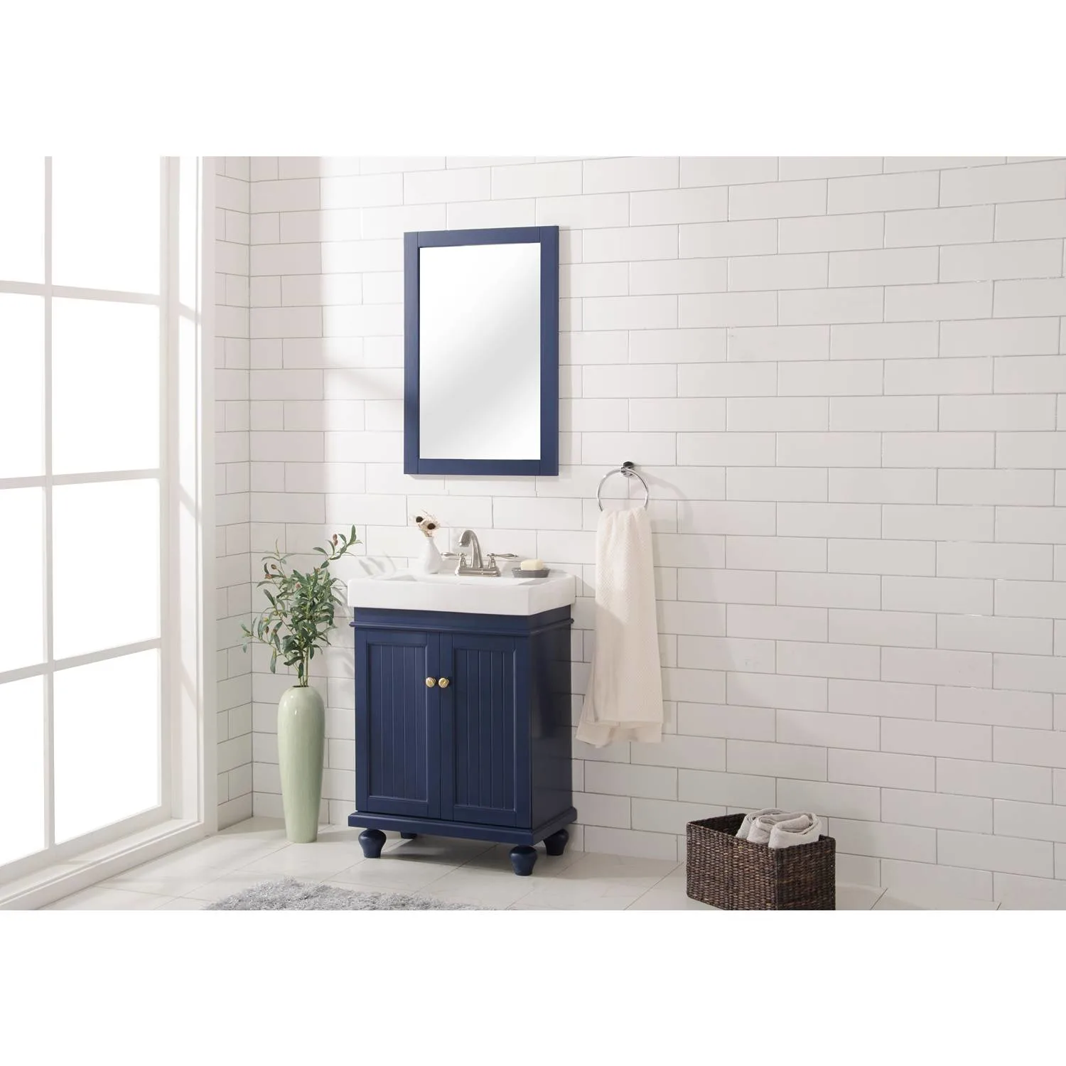 Legion Furniture 24 Inch White Ceramic Top and Sink Vanity Cabinet