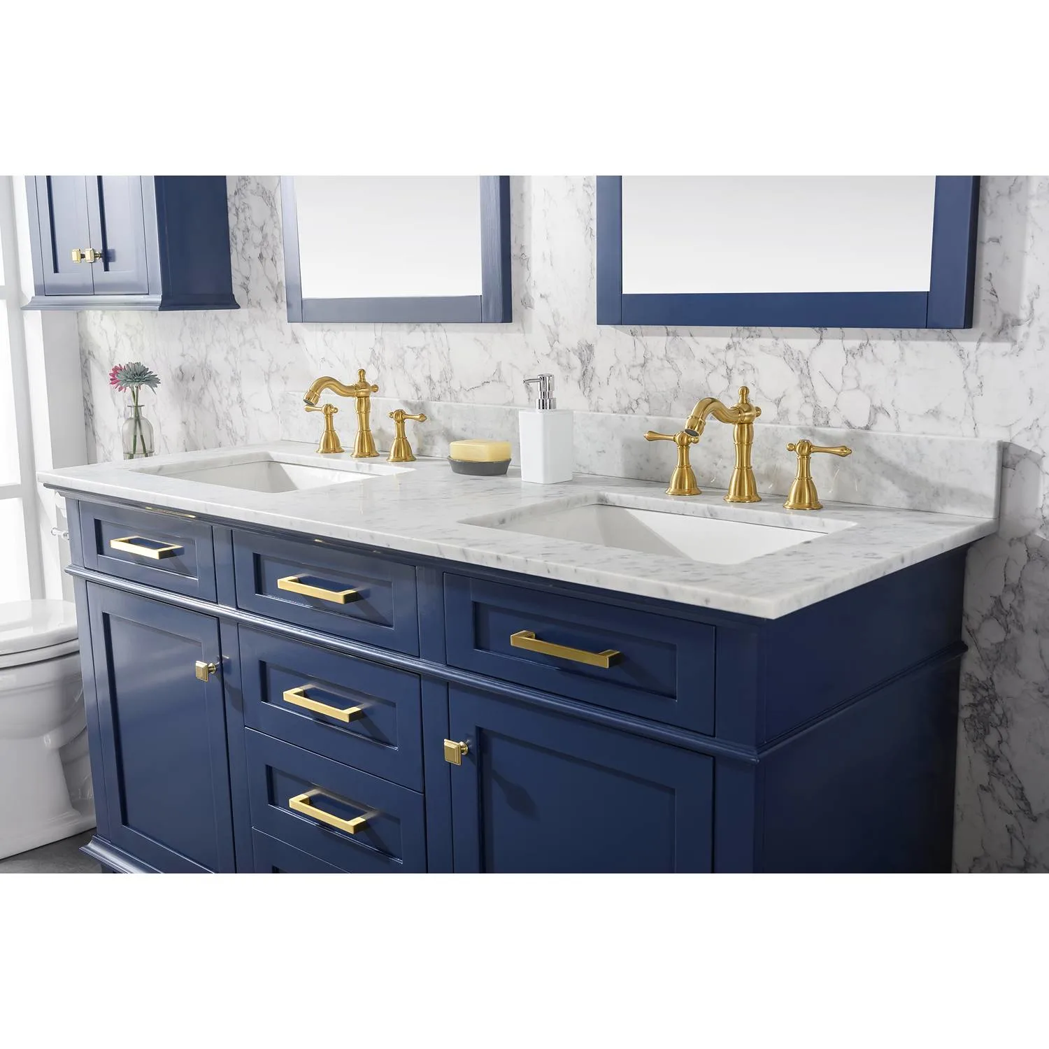 Legion Furniture 60 Inch Carrara White Top Double Sink Vanity Cabinet - image 4
