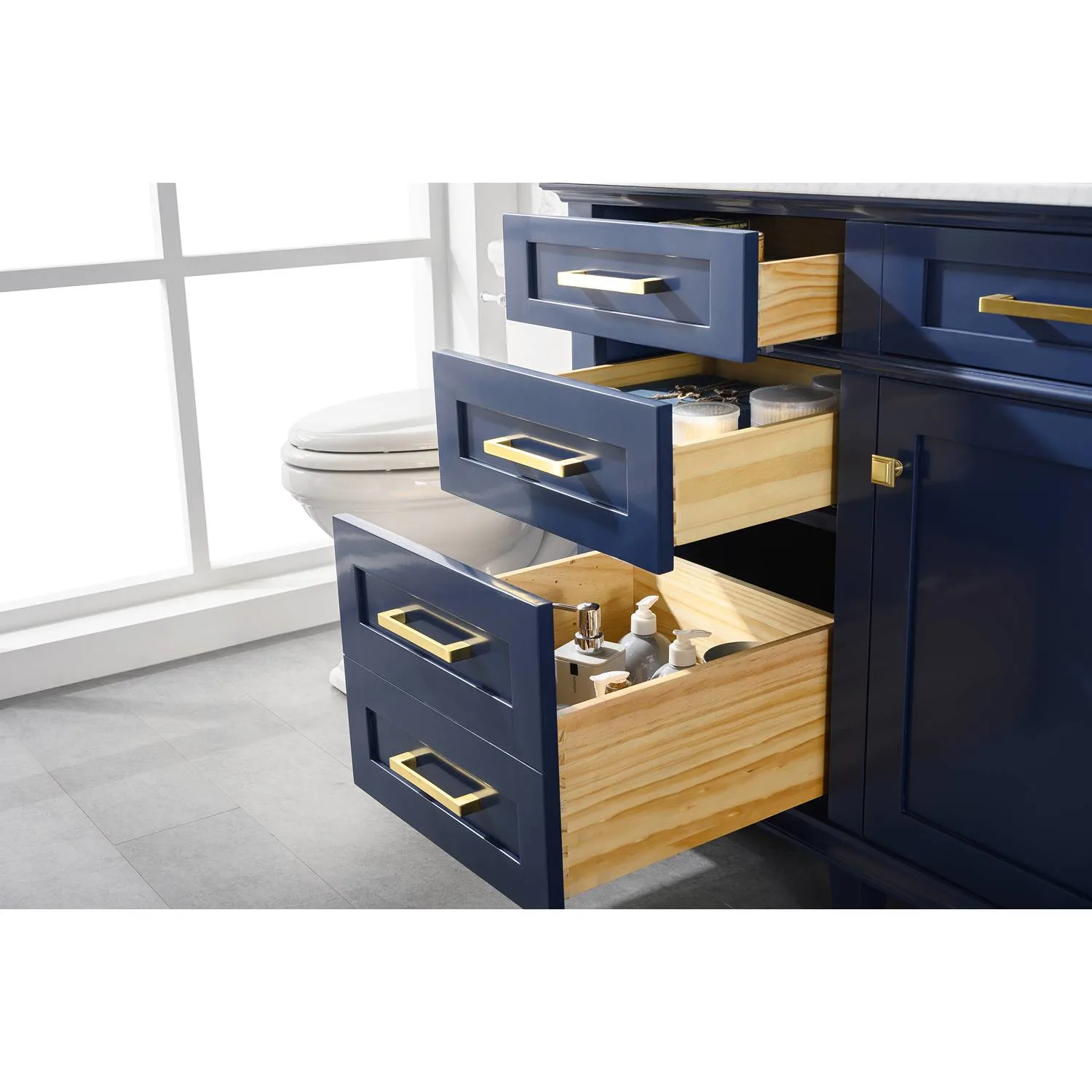 Legion Furniture 60 Inch Carrara White Top Ceramic Sink Vanity Cabinet - image 8