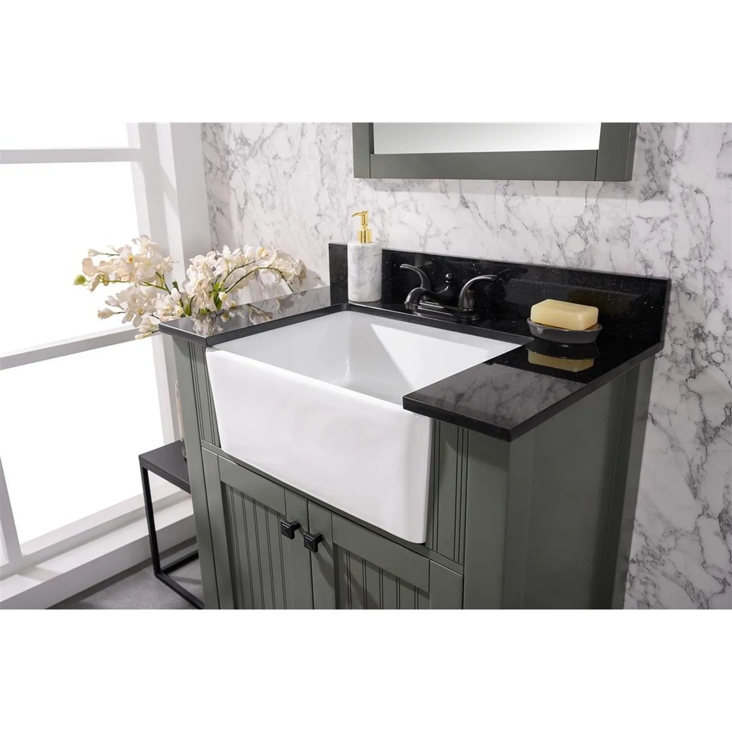 Legion Furniture 30 Inch Black Granite Top Ceramic Sink Vanity Cabinet - image 2
