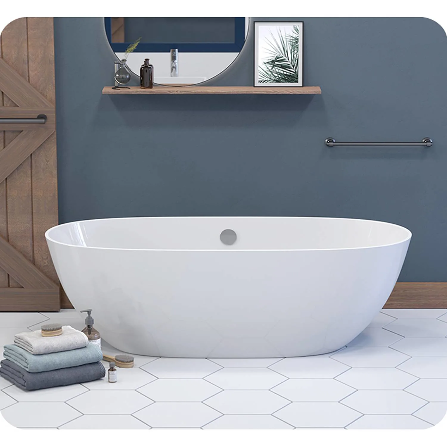 Cambridge Plumbing 63 Inch Double Ended Soaking Engineered Stone Bathtub