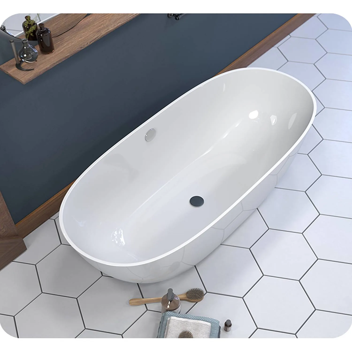 Cambridge Plumbing 63 Inch Double Ended Soaking Engineered Stone Bathtub - image 2
