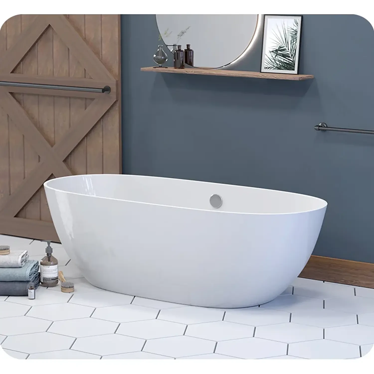 Cambridge Plumbing 63 Inch Double Ended Soaking Engineered Stone Bathtub - image 3