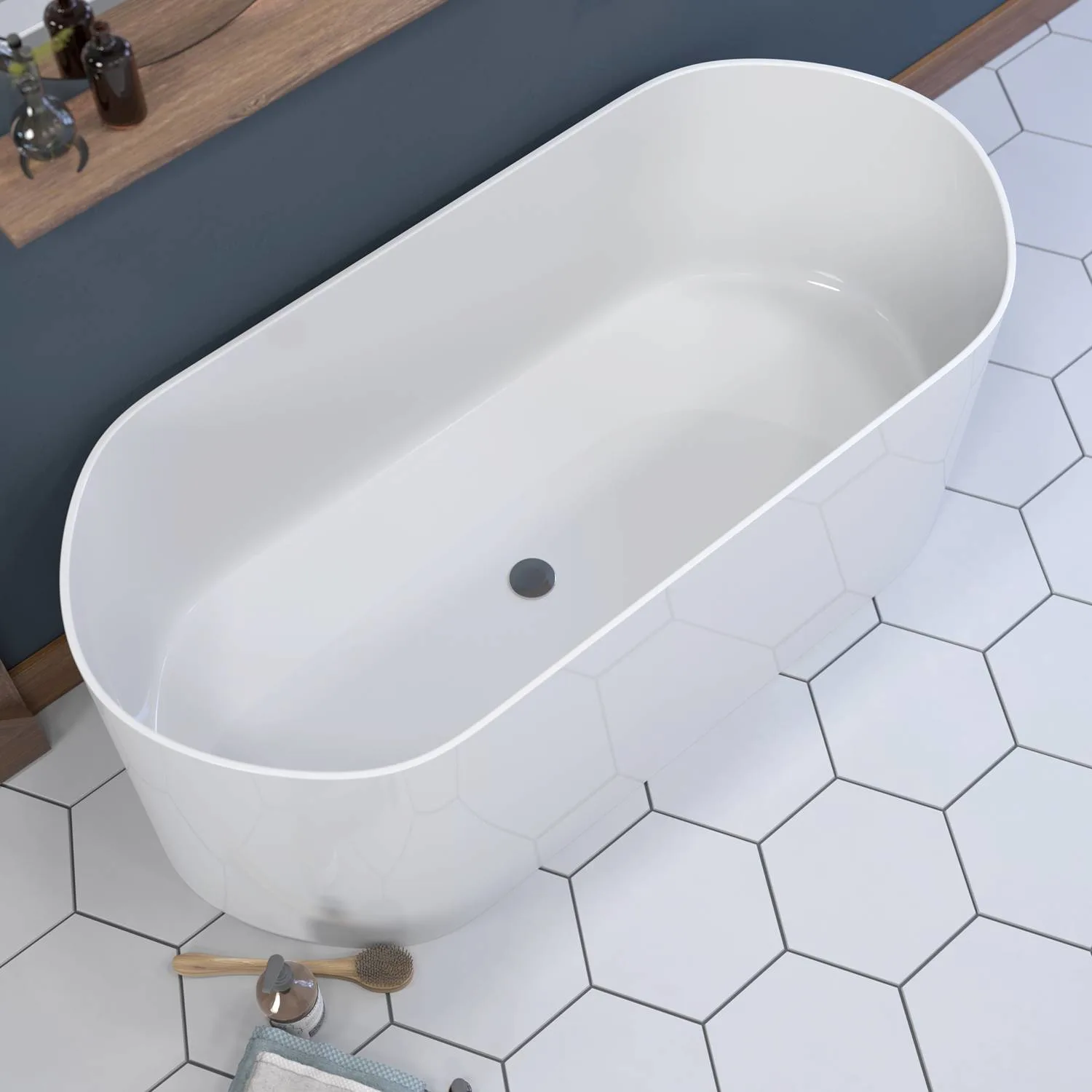 Cambridge Plumbing 71 Inch Soaking Pedestal Engineered Stone Bathtub - image 2