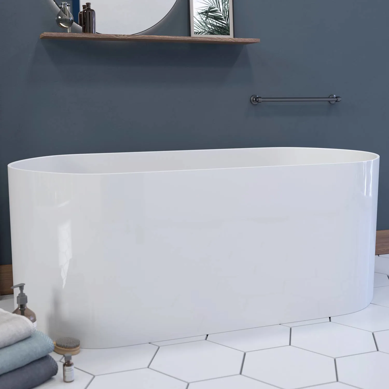 Cambridge Plumbing 71 Inch Soaking Pedestal Engineered Stone Bathtub - image 3