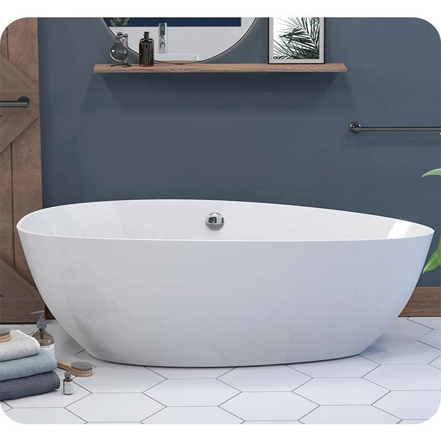 Cambridge Plumbing 62 x 28 Inch Oval Double Ended Engineered Stone Bathtub