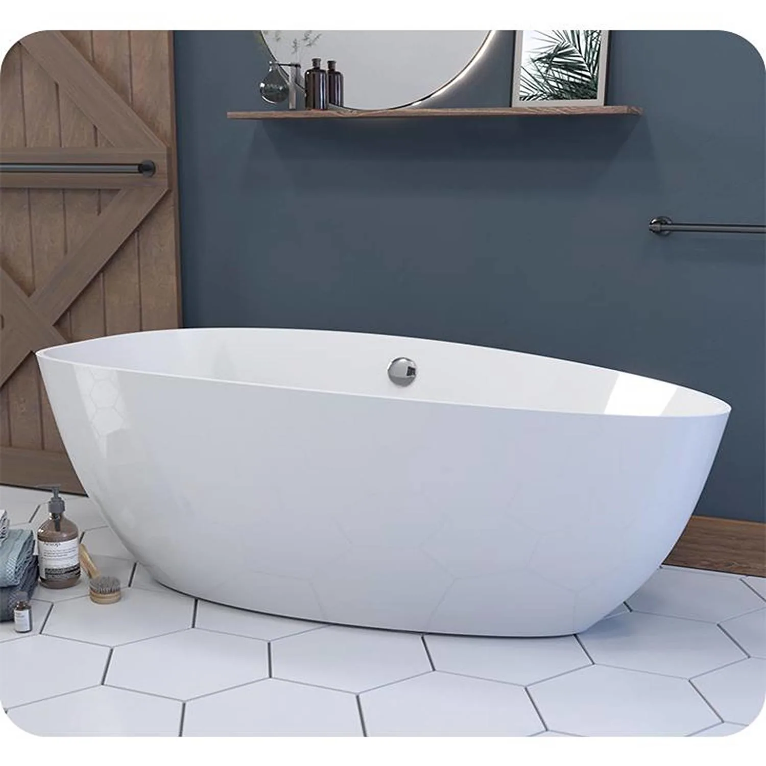 Cambridge Plumbing 62 x 28 Inch Oval Double Ended Engineered Stone Bathtub - image 2