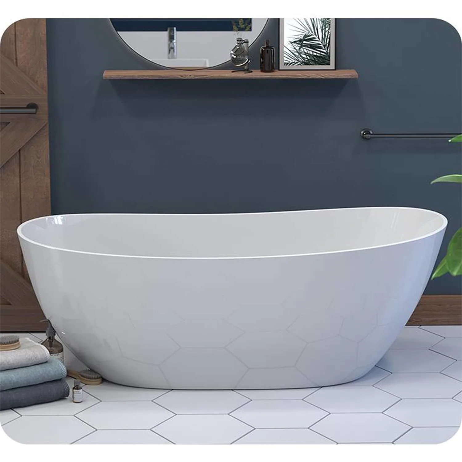 Cambridge Plumbing 62 x 30 Inch Oval Double Ended Engineered Stone Bathtub