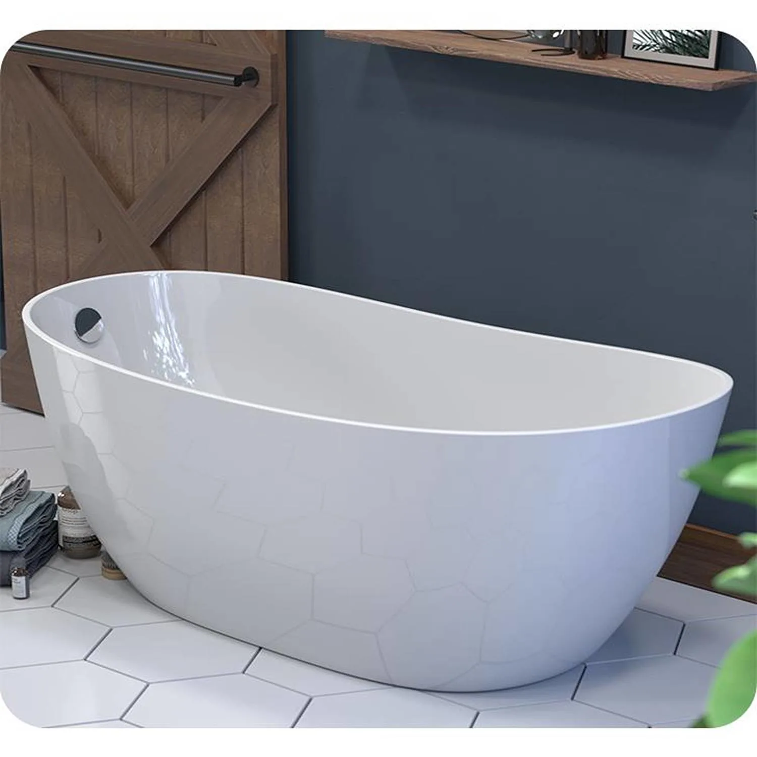 Cambridge Plumbing 62 x 30 Inch Oval Double Ended Engineered Stone Bathtub - image 2