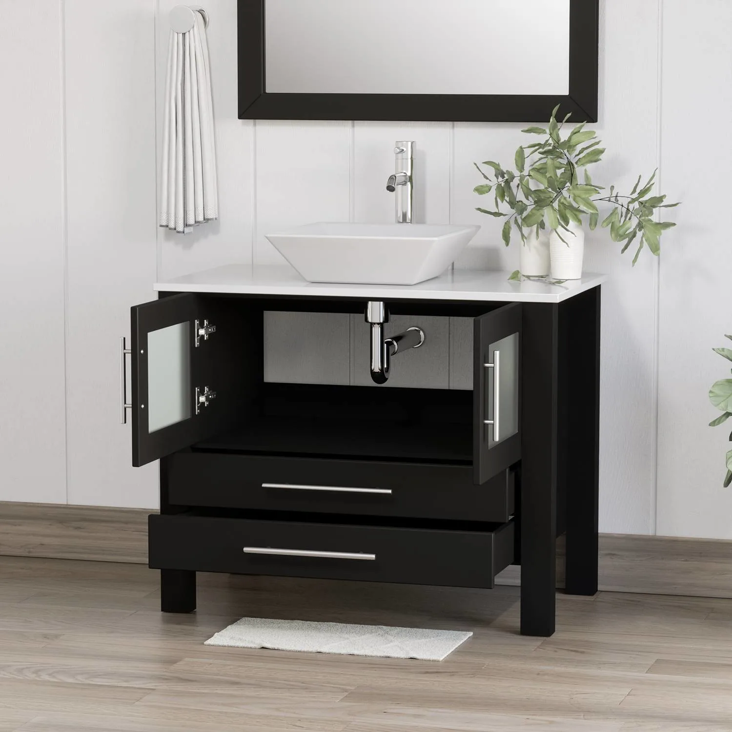 Cambridge Plumbing Complete 36 Inch White Porcelain Espresso Vanity Set - image 3