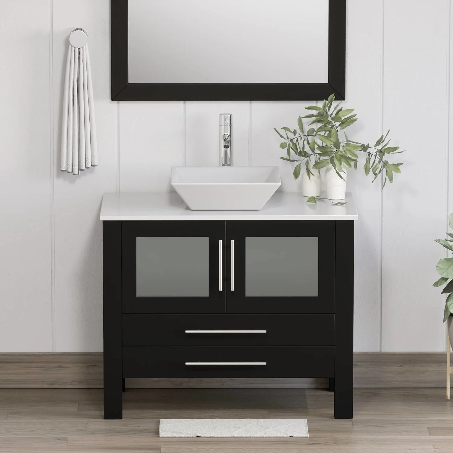 Cambridge Plumbing Complete 36 Inch White Porcelain Espresso Vanity Set - image 5