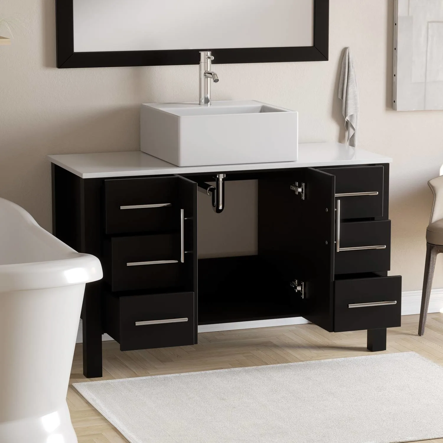 Cambridge Plumbing Complete 48 Inch White Porcelain Espresso Vanity Set - image 3