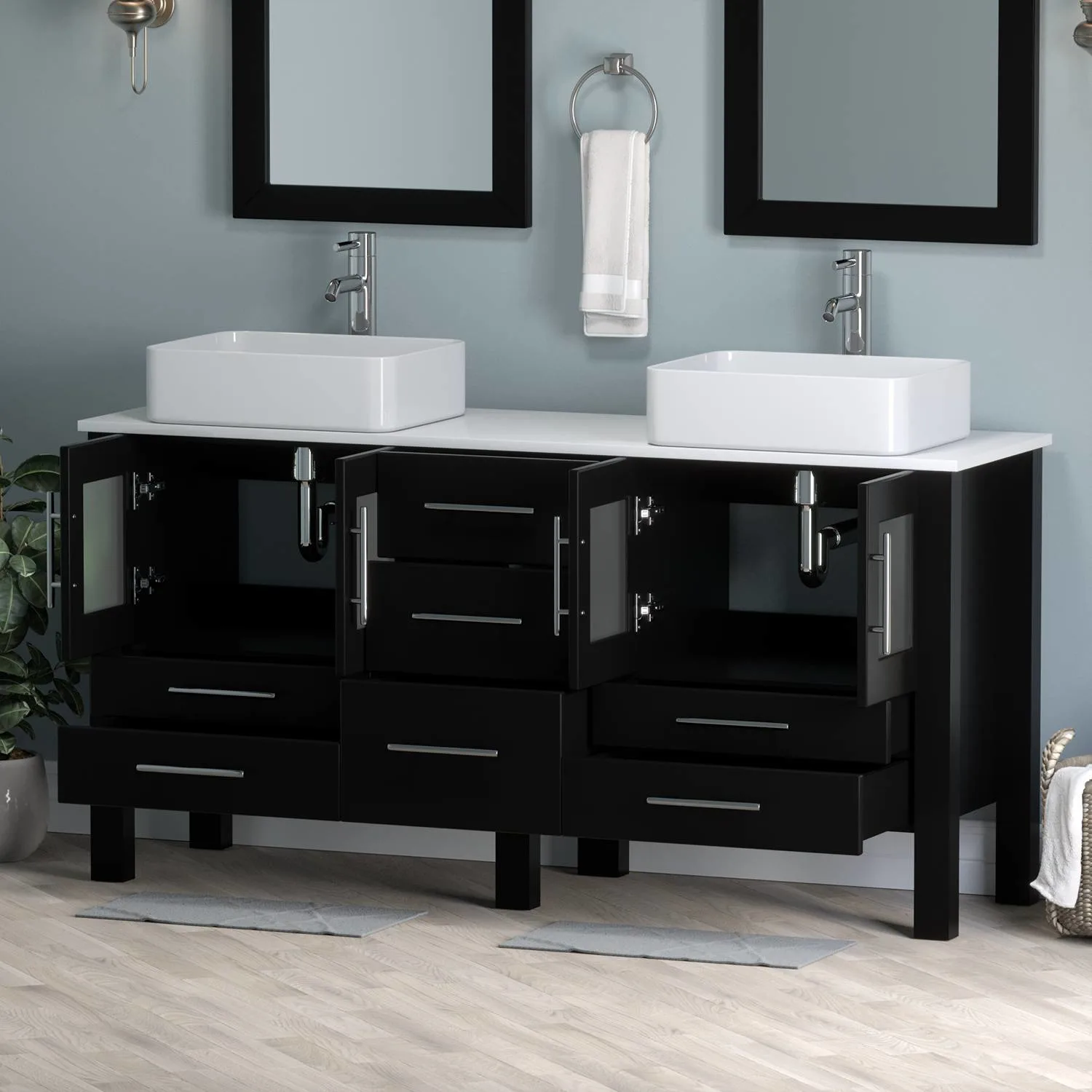 Cambridge Plumbing Complete 63 Inch White Porcelain Espresso Vanity Set - image 4