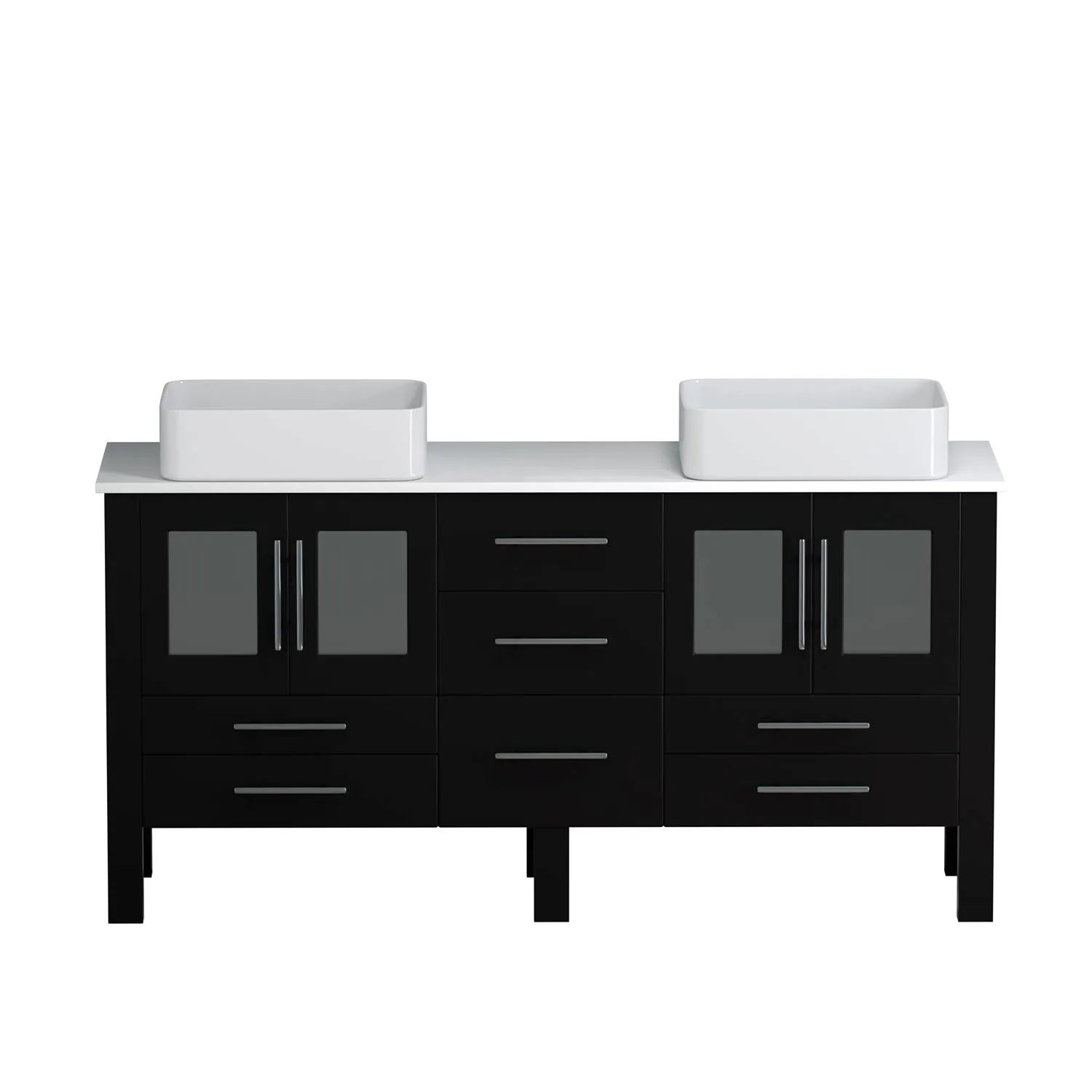 Cambridge Plumbing Complete 63 Inch White Porcelain Espresso Vanity Set - image 6