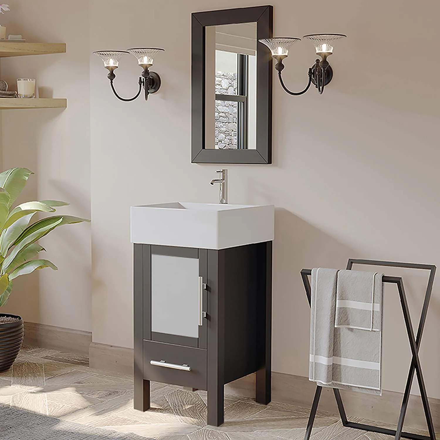 Cambridge Plumbing Complete 18 Inch White Porcelain Espresso Vanity Set - image 2