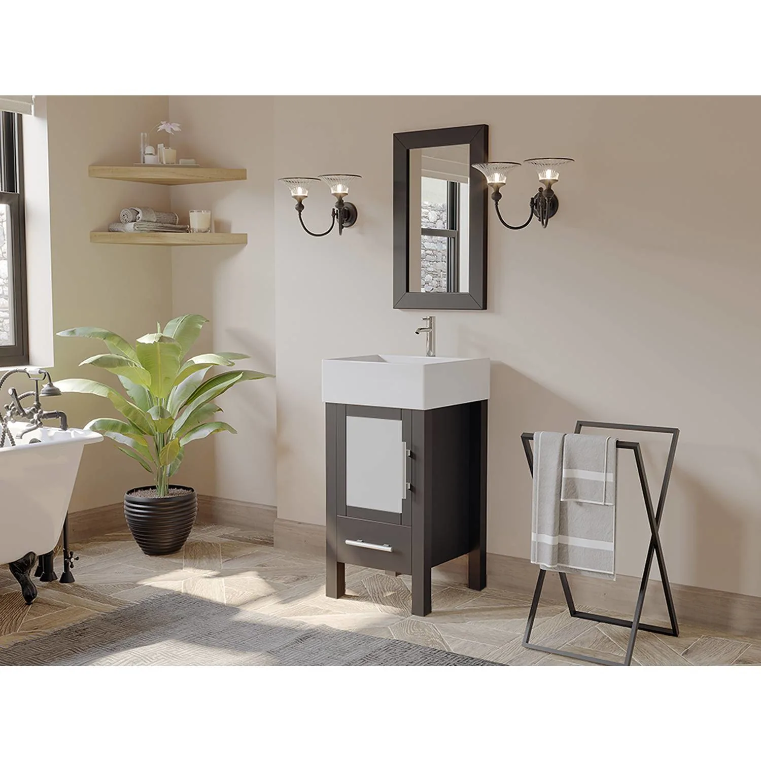 Cambridge Plumbing Complete 18 Inch White Porcelain Espresso Vanity Set - image 4