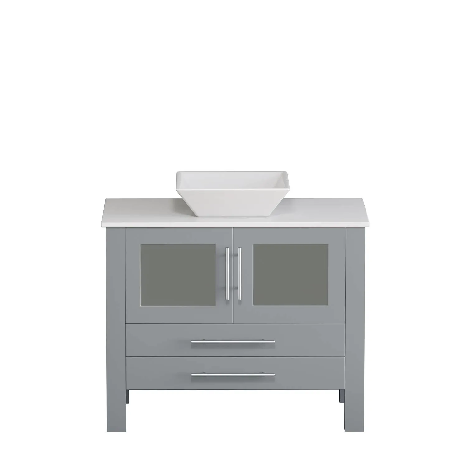 Cambridge Plumbing Complete 36 Inch White Porcelain Gray Vanity Set - image 5