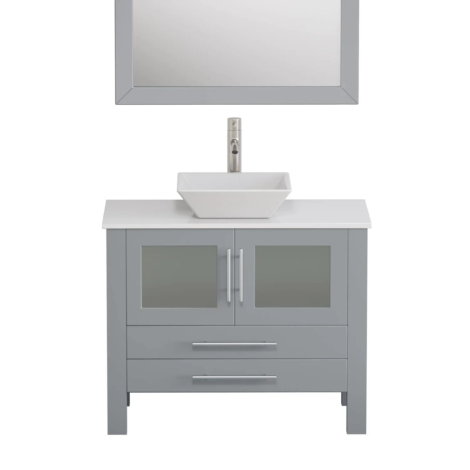 Cambridge Plumbing Complete 36 Inch White Porcelain Gray Vanity Set