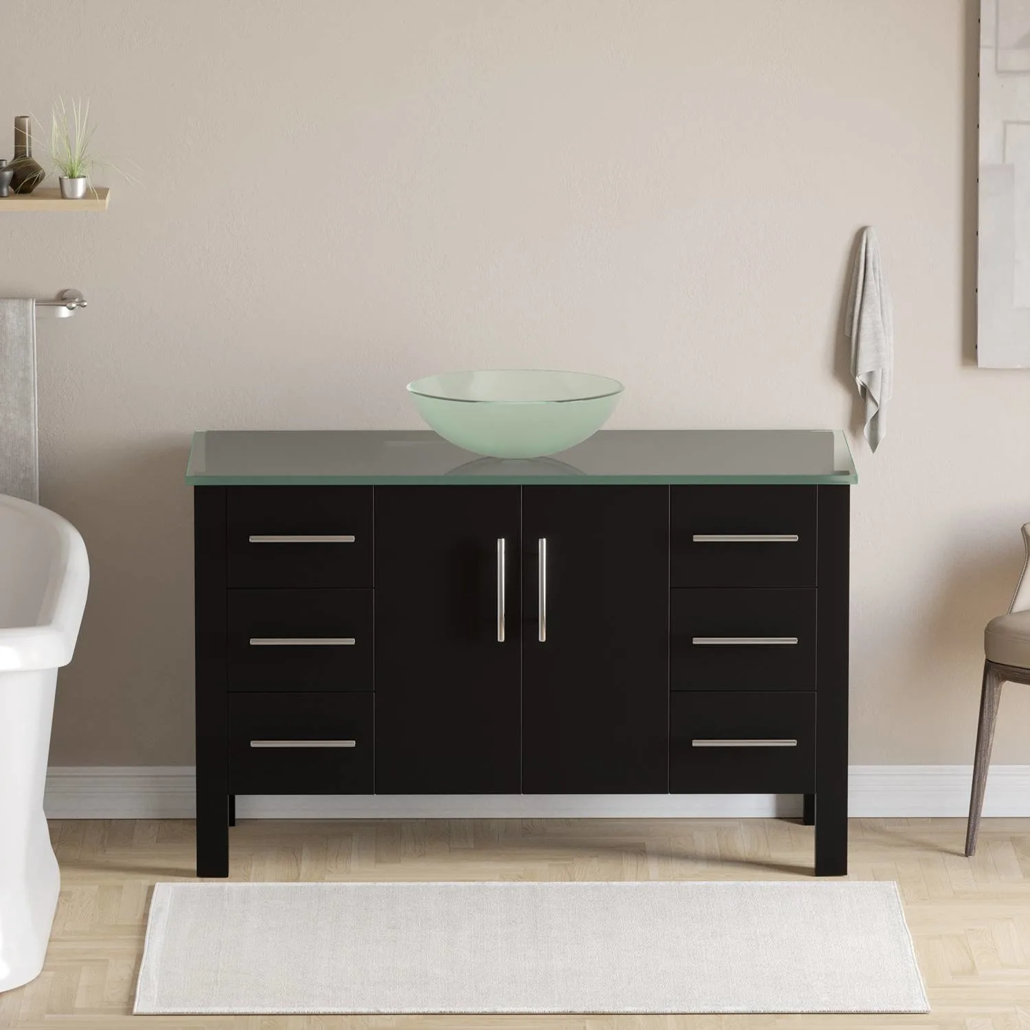 Cambridge Plumbing Complete 48 Inch Tempered Glass Espresso Vanity Set - image 4