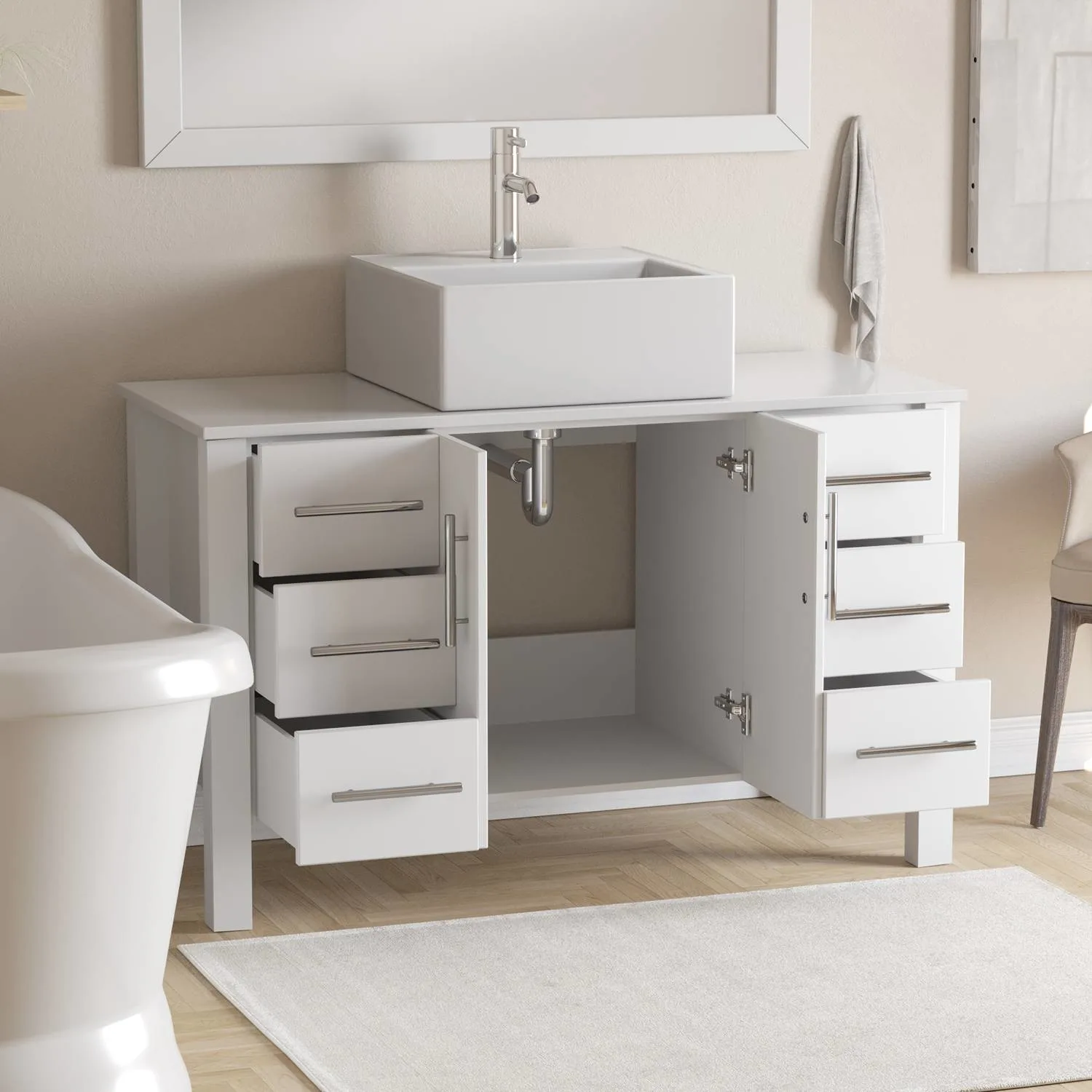 Cambridge Plumbing Complete 48 Inch White Porcelain White Vanity Set - image 3