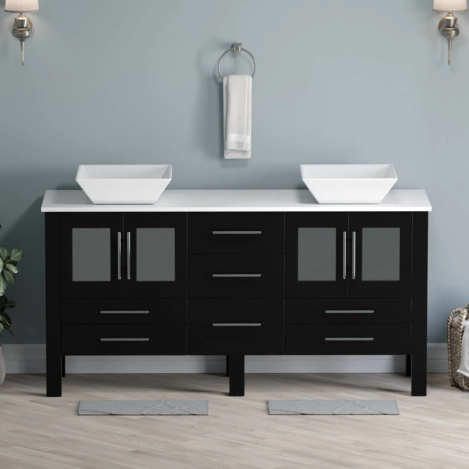 Cambridge Plumbing Complete 63 Inch White Porcelain Espresso Vanity Set - image 4