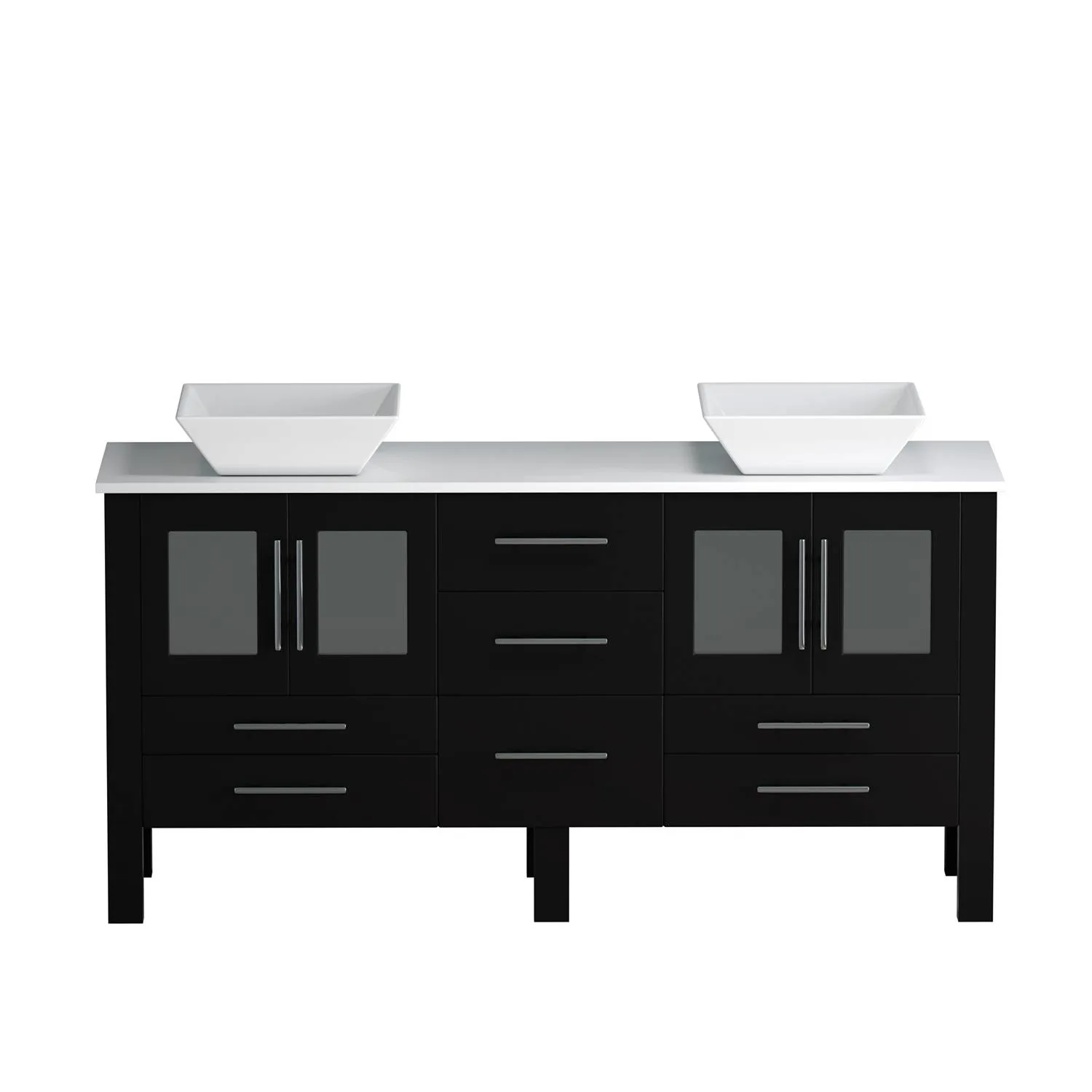 Cambridge Plumbing Complete 63 Inch White Porcelain Espresso Vanity Set - image 5