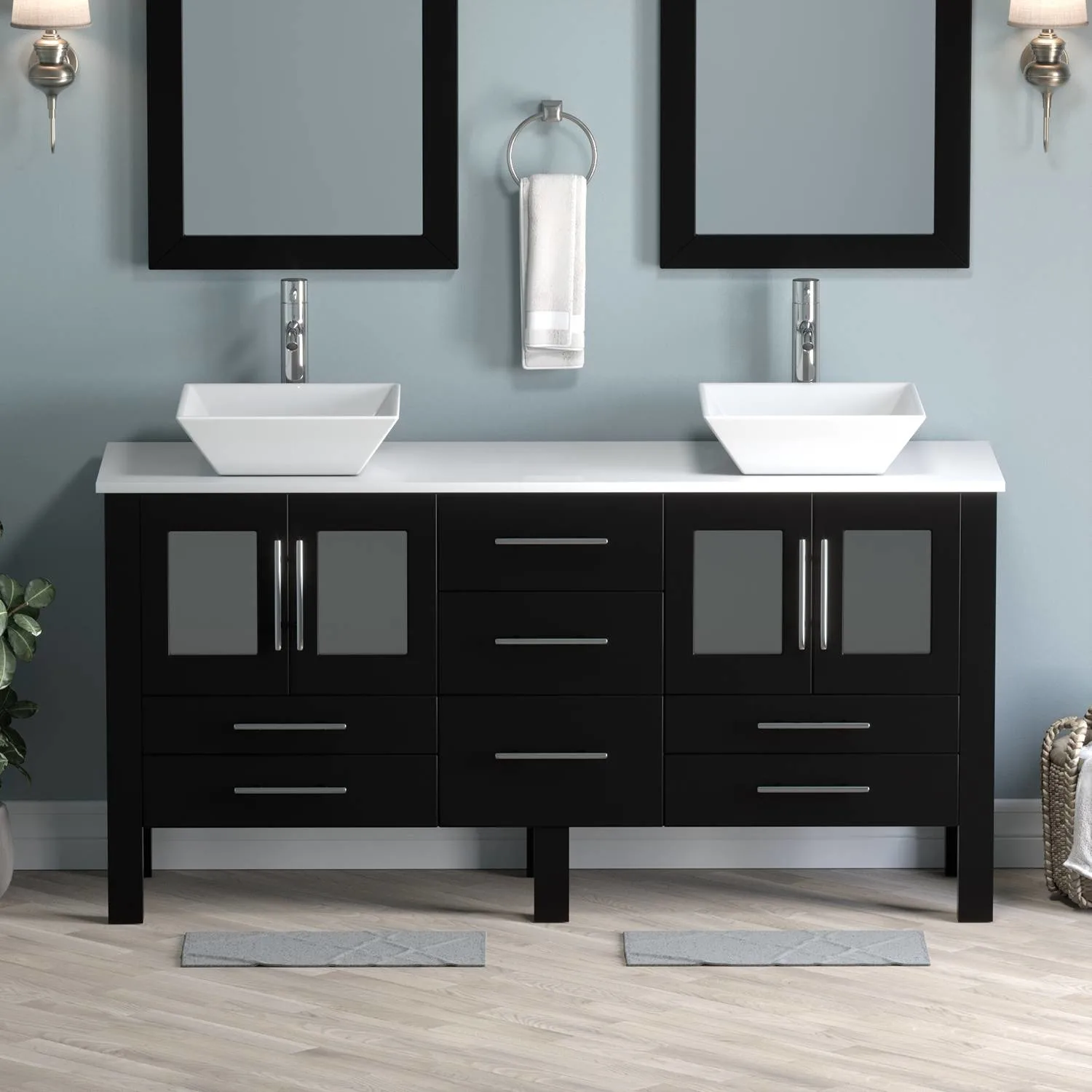 Cambridge Plumbing Complete 63 Inch White Porcelain Espresso Vanity Set - image 6