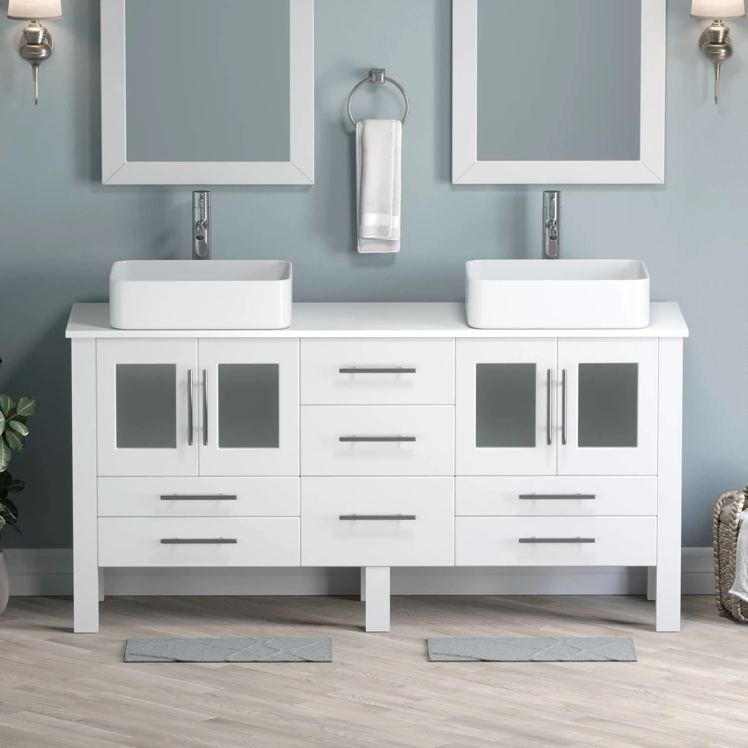 Cambridge Plumbing Complete 63 Inch White Porcelain White Vanity Set - image 2