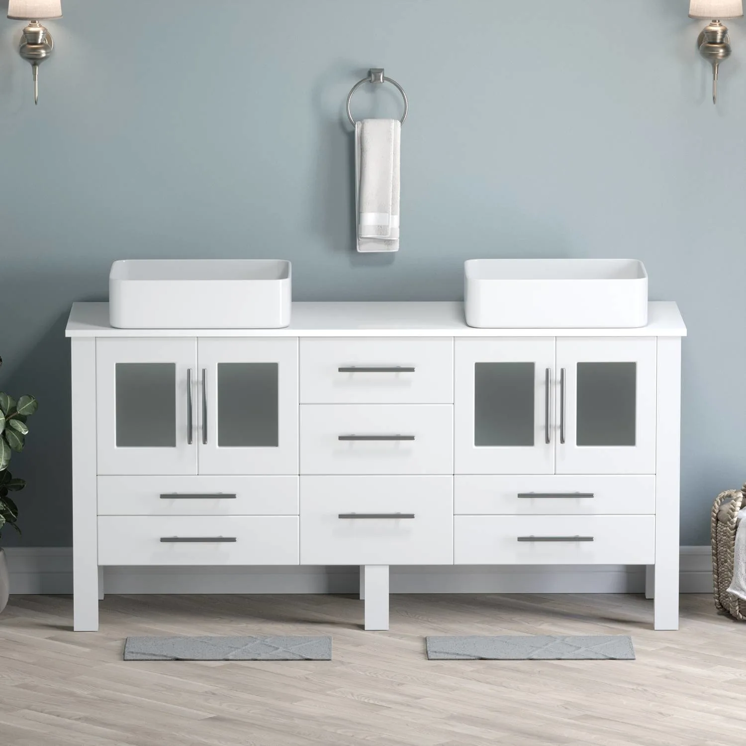 Cambridge Plumbing Complete 63 Inch White Porcelain White Vanity Set - image 5