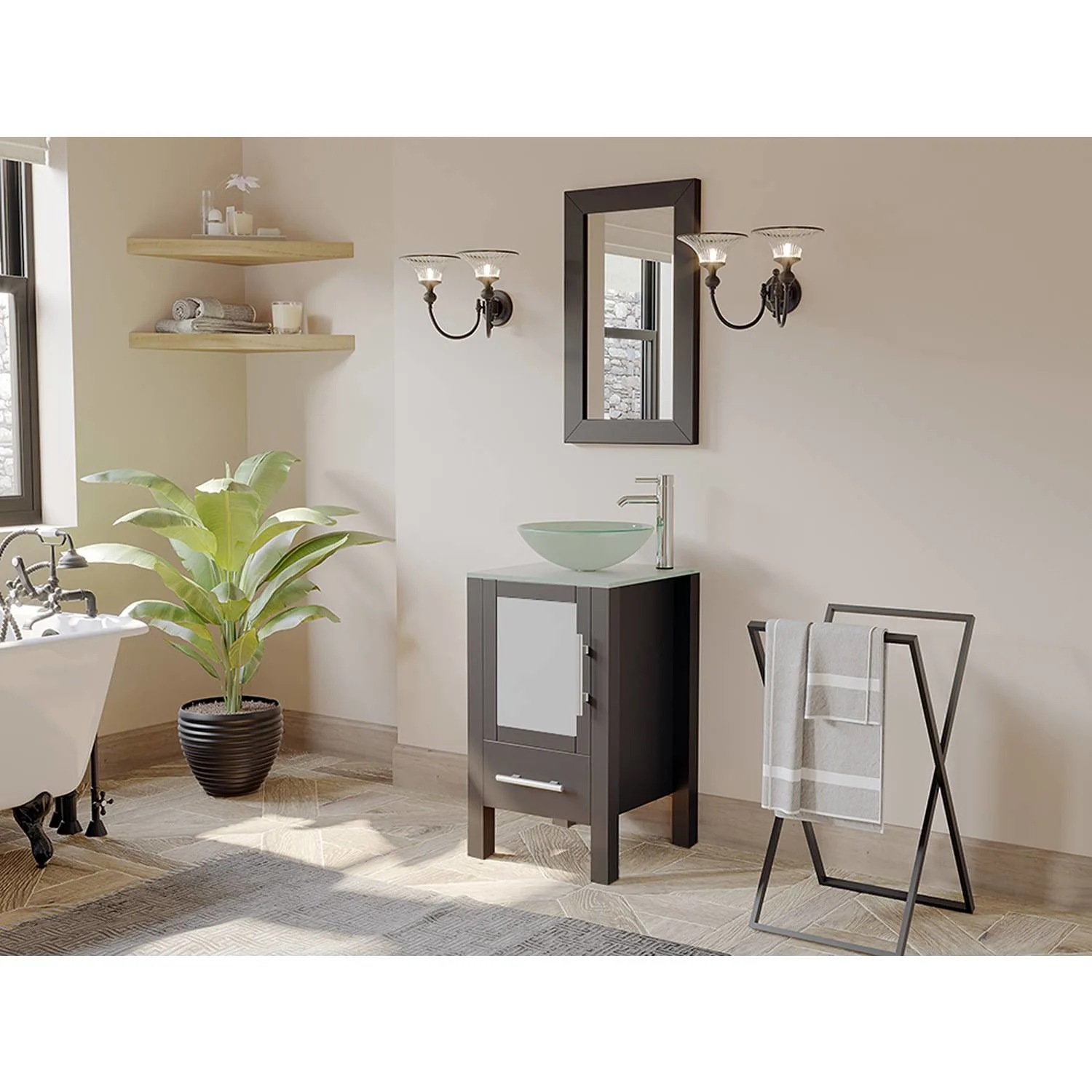 Cambridge Plumbing Complete 18 Inch Tempered Glass Espresso Vanity Set - image 5