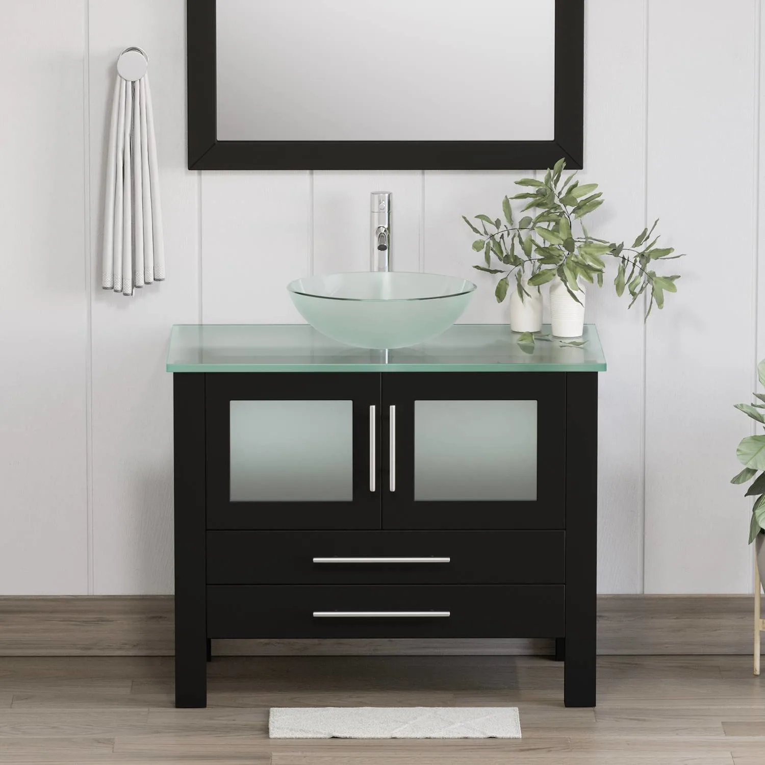 Cambridge Plumbing Complete 36 Inch Tempered Glass Espresso Vanity Set - image 2