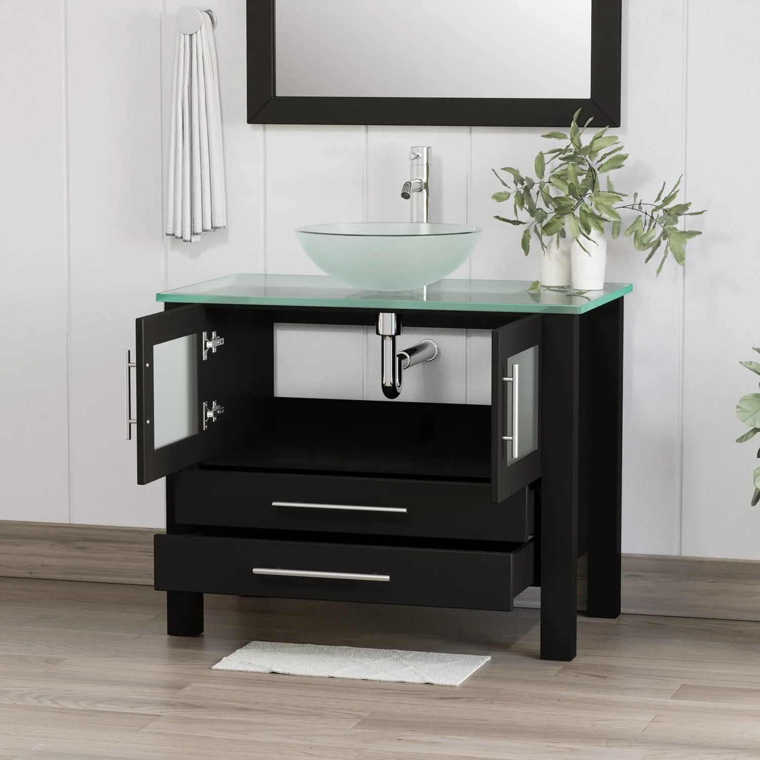 Cambridge Plumbing Complete 36 Inch Tempered Glass Espresso Vanity Set - image 5