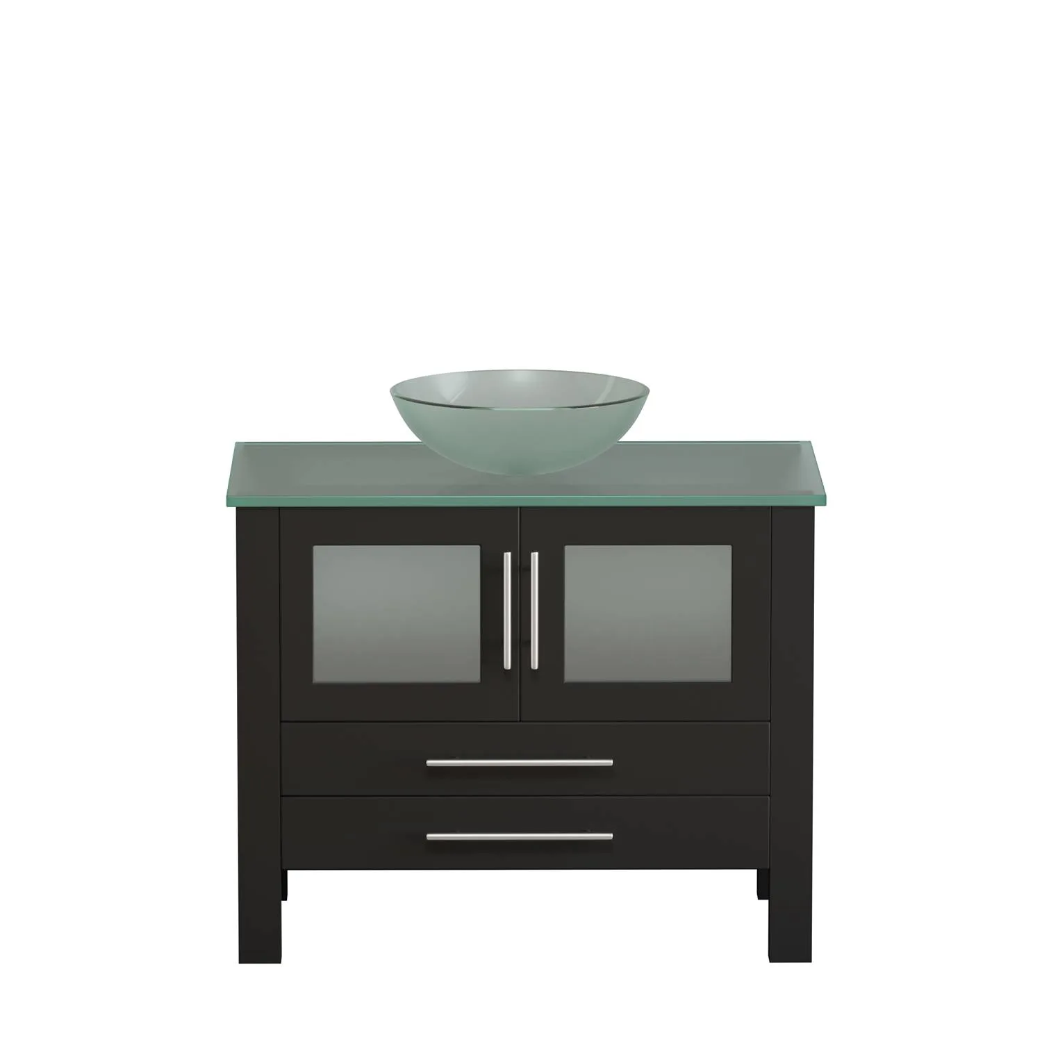 Cambridge Plumbing Complete 36 Inch Tempered Glass Espresso Vanity Set