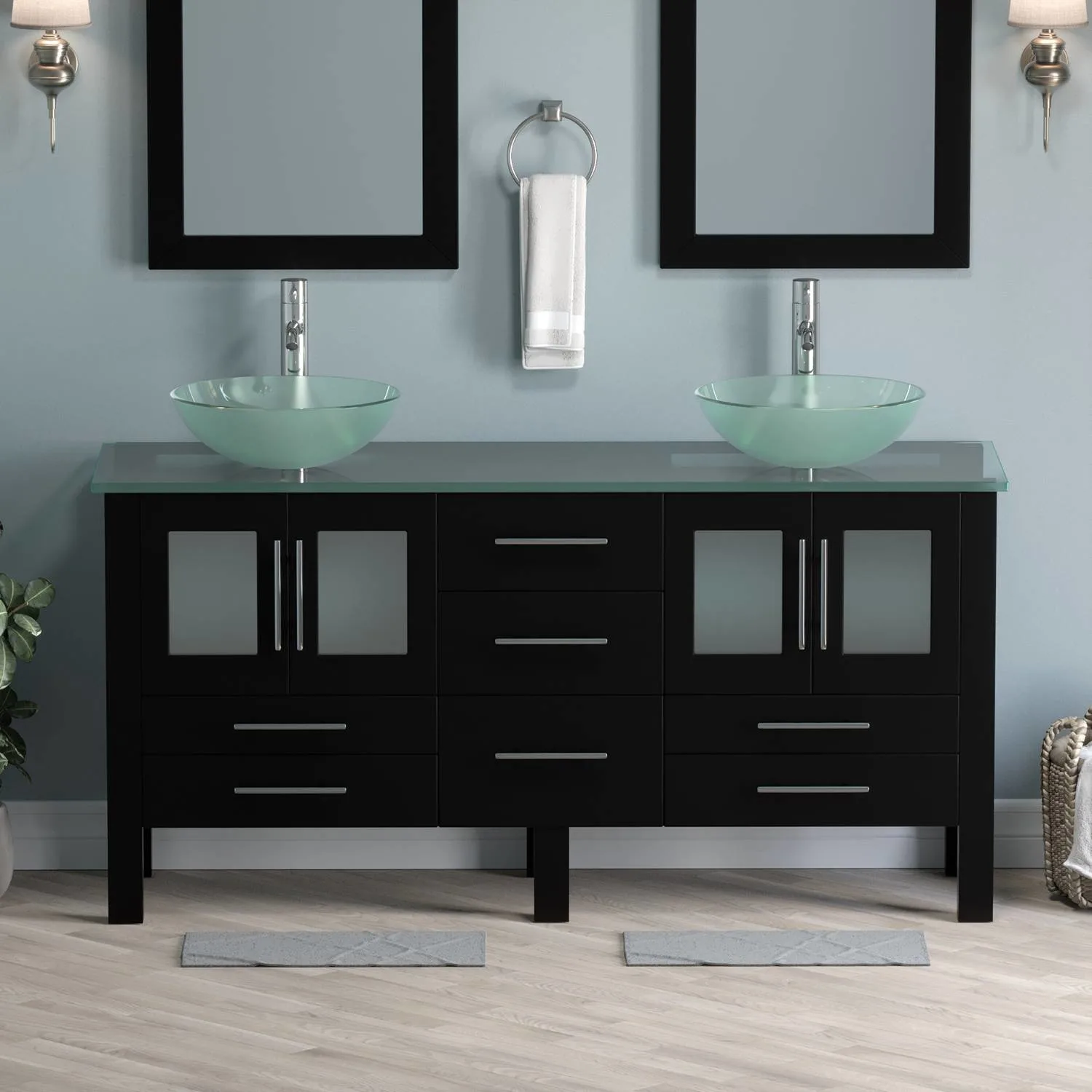 Cambridge Plumbing Complete 63 Inch Tempered Glass Espresso Vanity Set - image 3