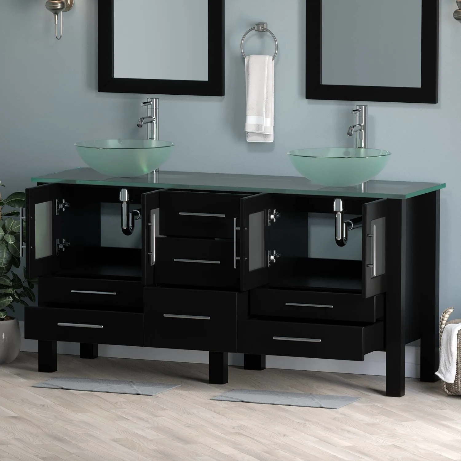 Cambridge Plumbing Complete 63 Inch Tempered Glass Espresso Vanity Set - image 5