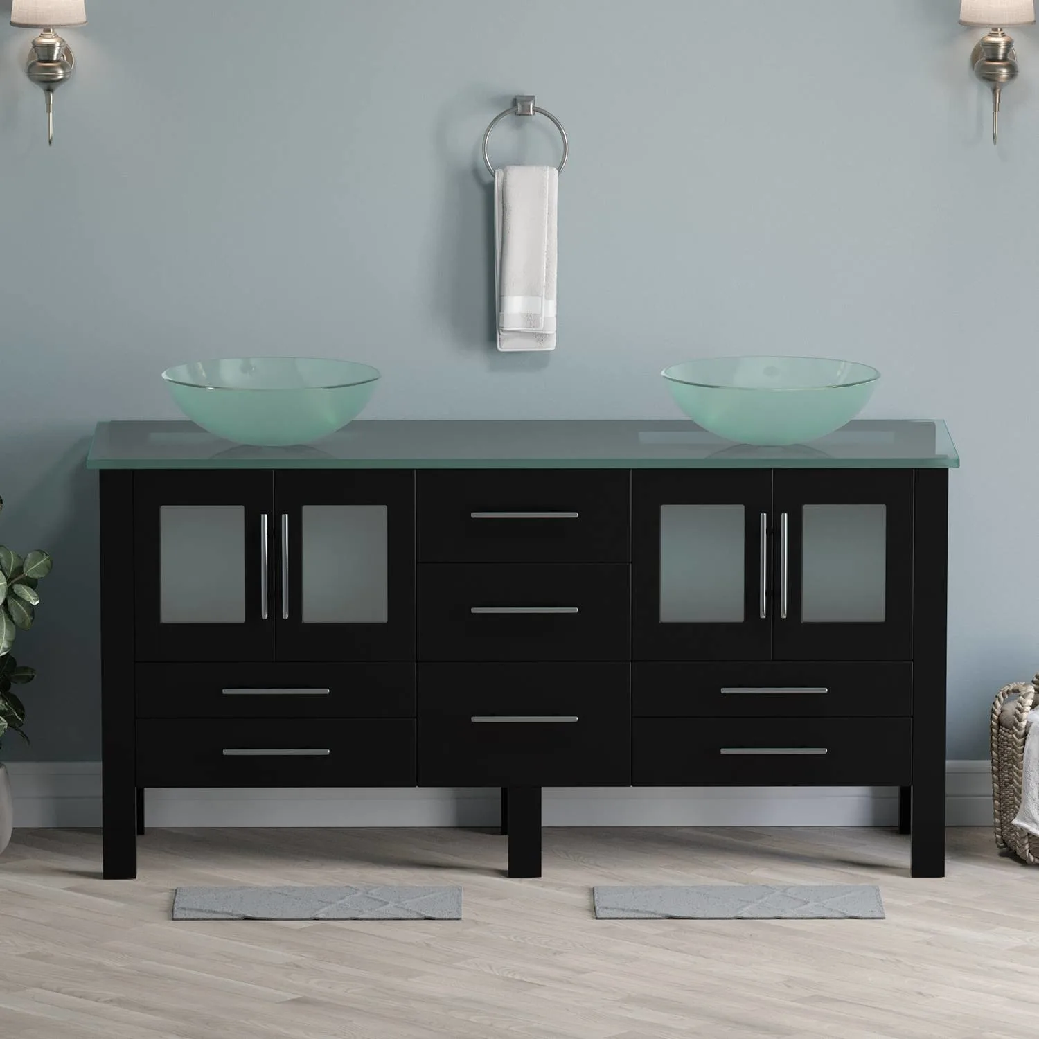 Cambridge Plumbing Complete 63 Inch Tempered Glass Espresso Vanity Set - image 6