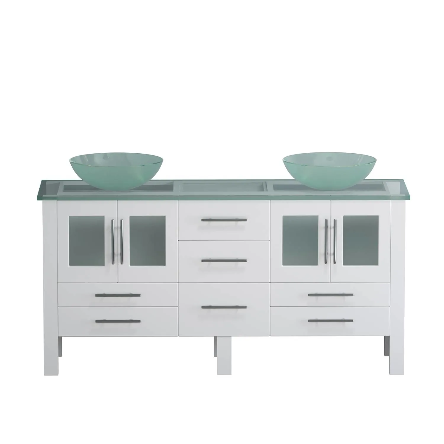 Cambridge Plumbing Complete 63 Inch Tempered Glass White Vanity Set - image 6