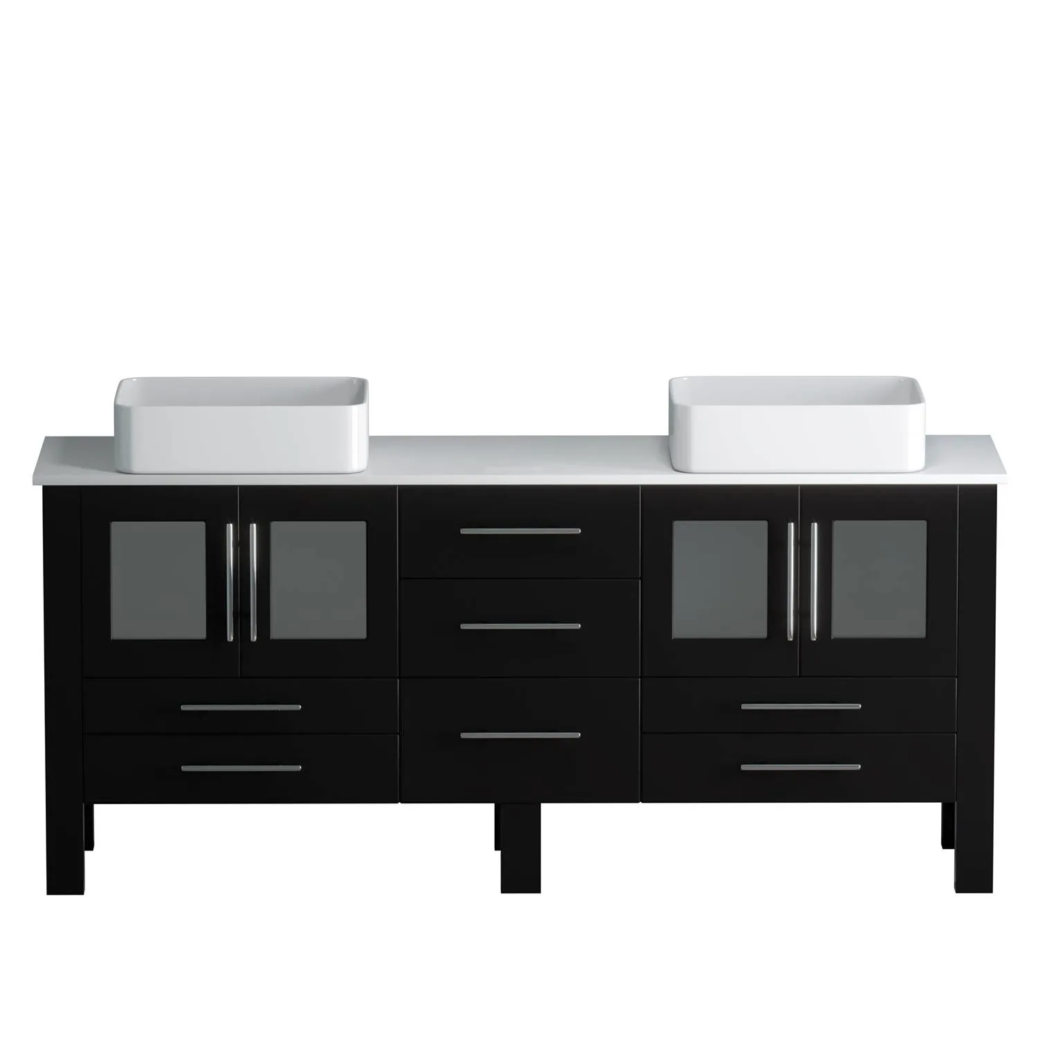 Cambridge Plumbing Complete 72 Inch White Porcelain Espresso Vanity Set - image 2