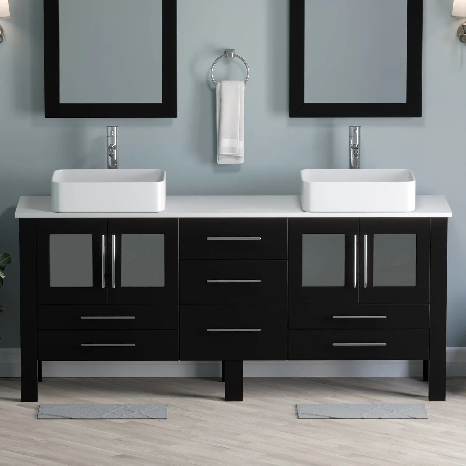 Cambridge Plumbing Complete 72 Inch White Porcelain Espresso Vanity Set - image 3