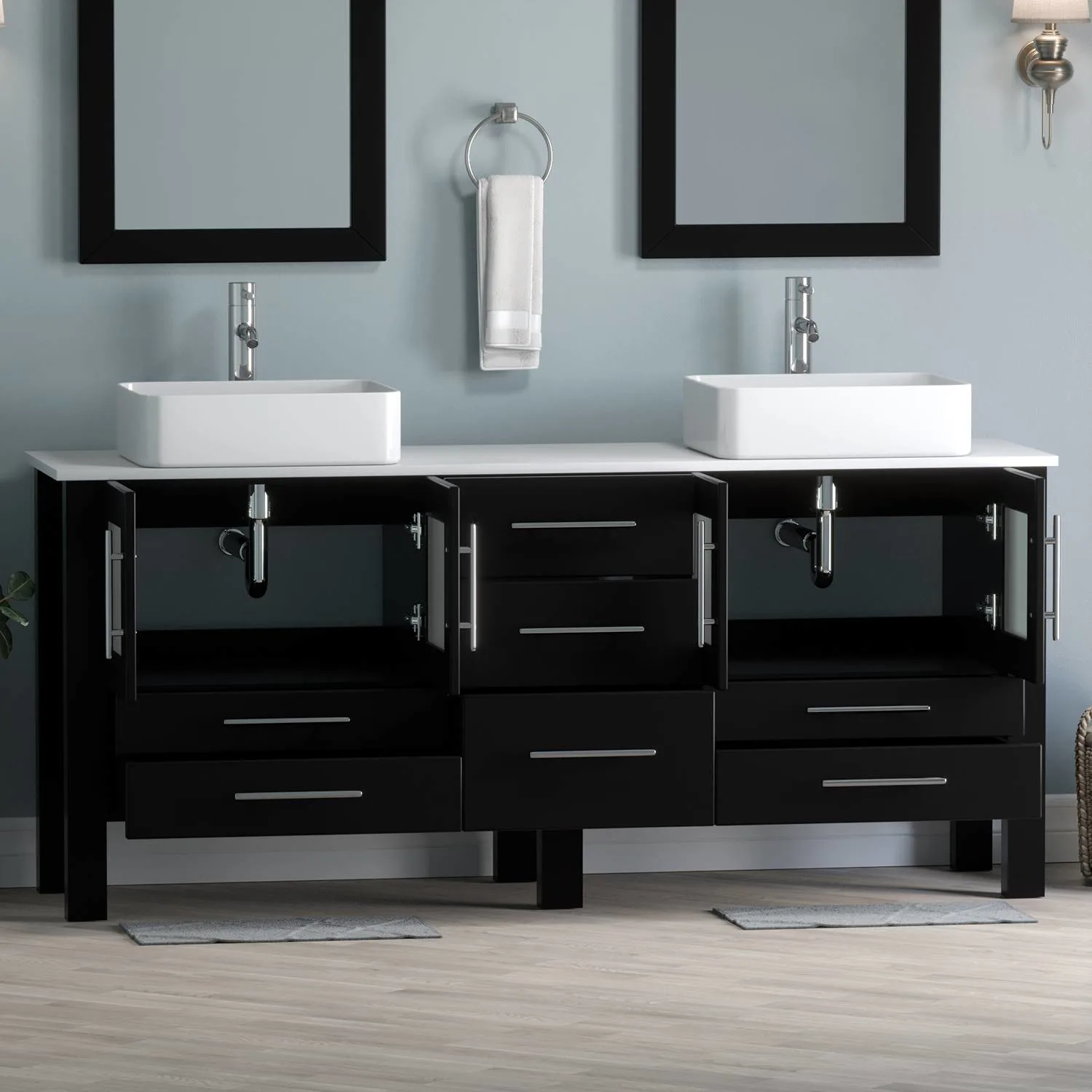 Cambridge Plumbing Complete 72 Inch White Porcelain Espresso Vanity Set - image 5
