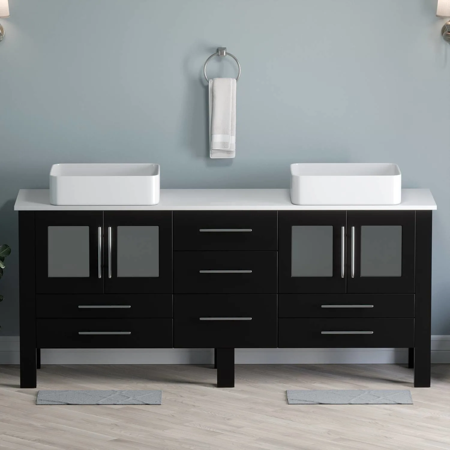 Cambridge Plumbing Complete 72 Inch White Porcelain Espresso Vanity Set - image 6